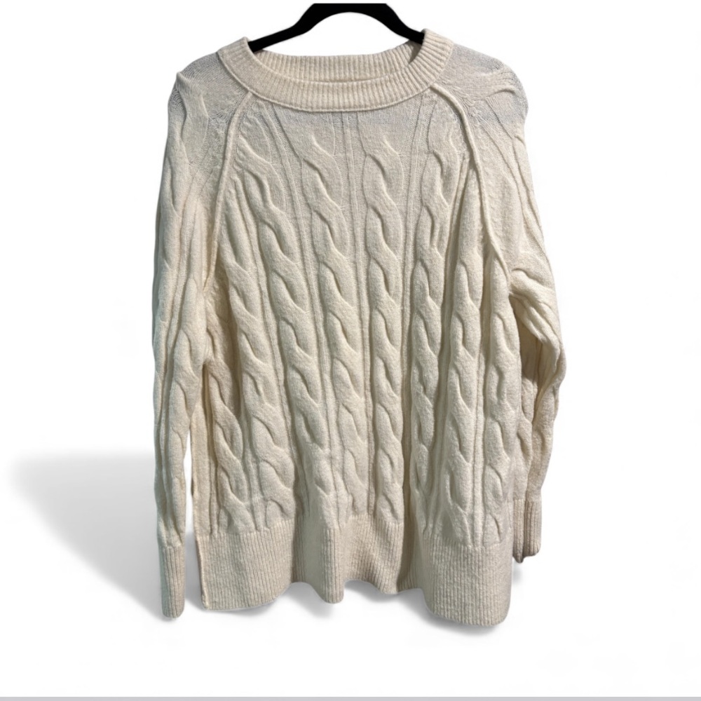 Aerie Cable Knit Sweater Cream Ivory Oversized Chunky Soft Size‎ S
